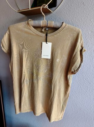 Camiseta Scalpers Calavera Tachuelas Beige