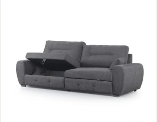 Sofá cama gris con arcón