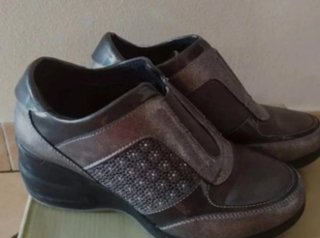 Scarpe donna con zeppa nero/argento
