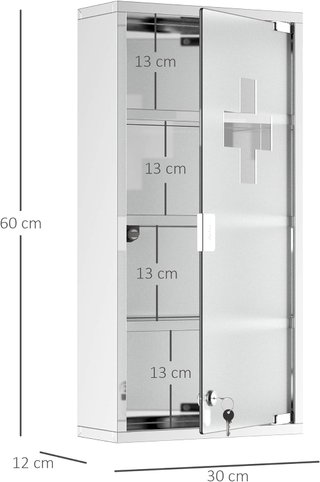 Armario Medicinal Caja de Medicina de Cuatro Estantes en Acero Inoxidable 30 X 12 X 60Cm