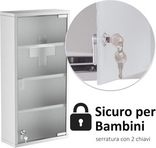 Armario Medicinal Caja de Medicina de Cuatro Estantes en Acero Inoxidable 30 X 12 X 60Cm
