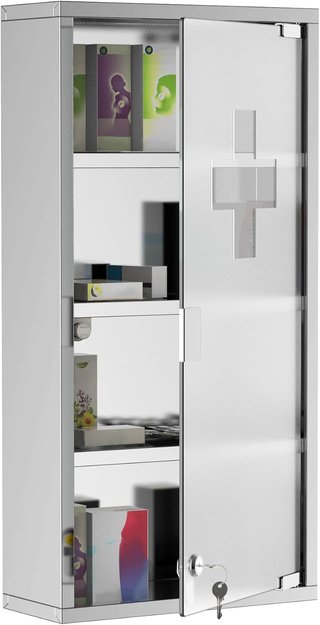 Armario Medicinal Caja de Medicina de Cuatro Estantes en Acero Inoxidable 30 X 12 X 60Cm