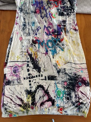 Vestido Desigual blanco estampado manga corta