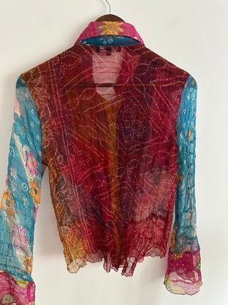 Blusa Vintage Y2K Multicolor Volantes Talla L