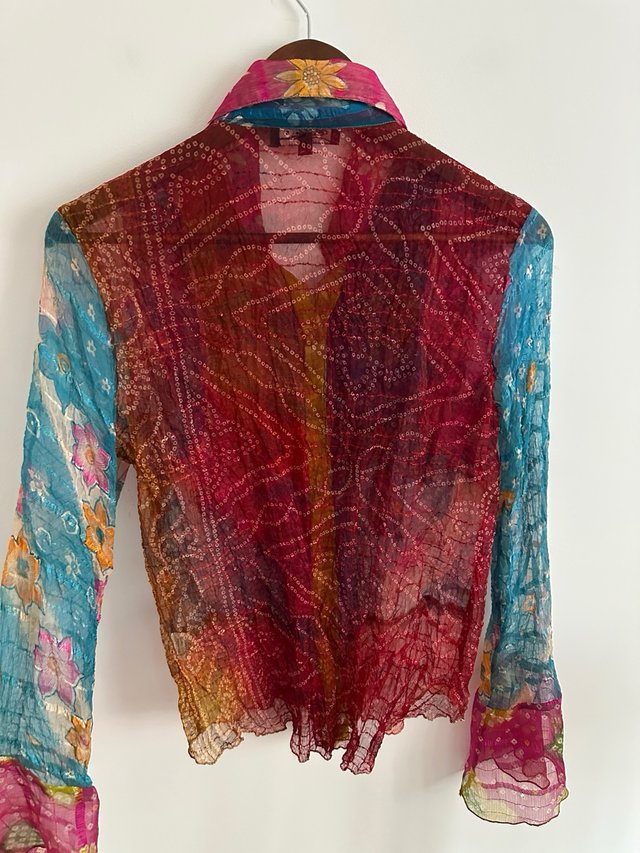 Blusa Vintage Y2K Multicolor Volantes Talla L