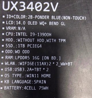 Asus Zenbook 14 i9 1TB SSD 16GB RAM