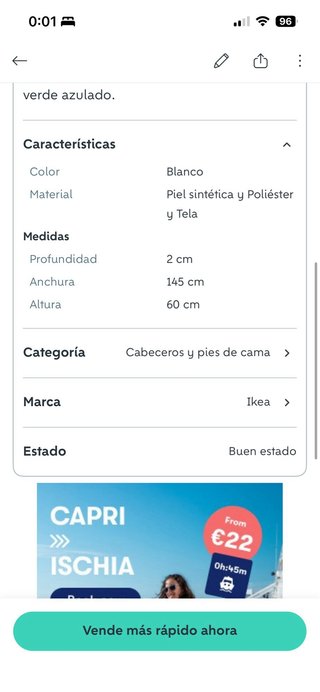 Cabecero Ikea Azul y Blanco