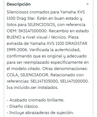 Silenciosos Yamaha VXS 1100 Drag Star