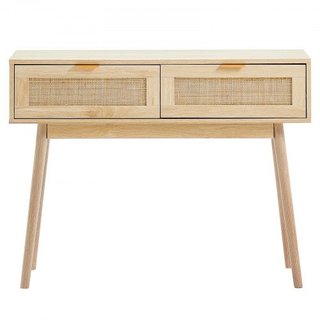 Mesa Consola de Ratan con 2 Cajones de Almacenamie