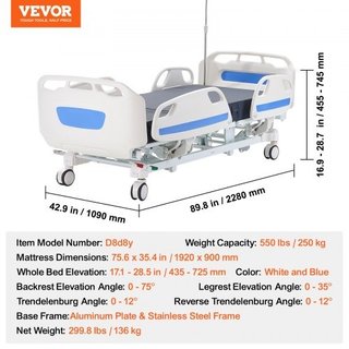 Premium 5 Function Full Electric Hospital Bed ICU