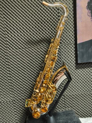 Saxofón Tenor Dorado y Plateado