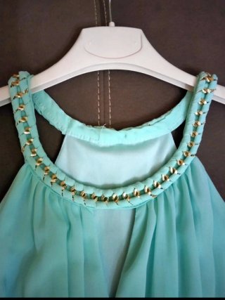 Vestito donna corto nero e verde acqua