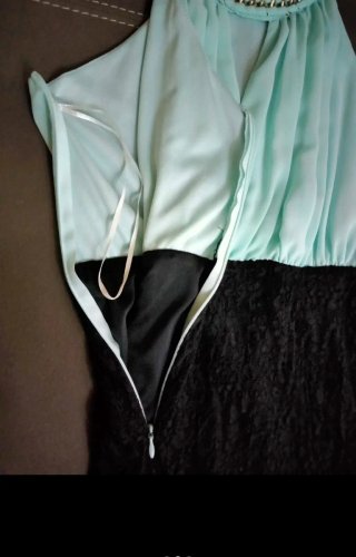 Vestito donna corto nero e verde acqua