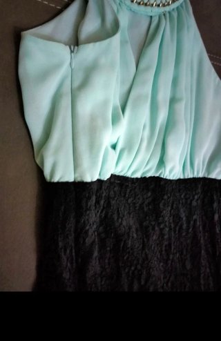 Vestito donna corto nero e verde acqua