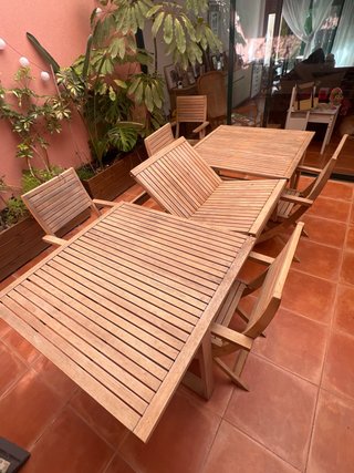 Mesa jardín exterior extensible acacia  y 4 sillas