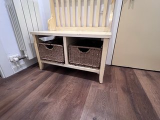 Mueble recibidor perchero con espejo y cesto