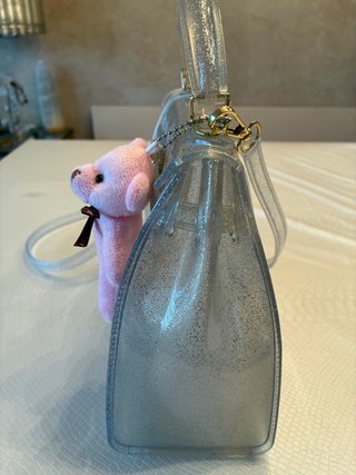 Bolso transparente con osito rosa