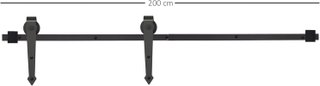 Kit de Puerta Corredera de 200CM/6.6FT Capacidad 100Kg, Riel para Puerta Corredera con Ruedas Estilo Rústico, Negro