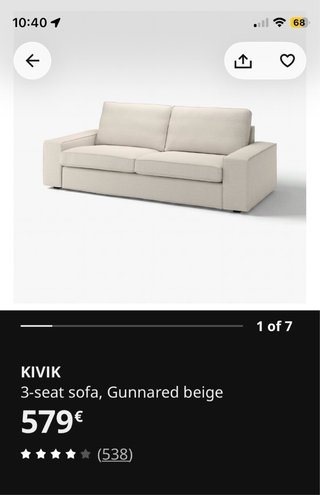 Sofá KIVIK Ikea Gunnared Beige + Reposapiés