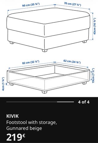 Sofá KIVIK Ikea Gunnared Beige + Reposapiés