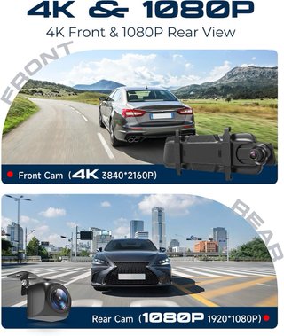 NUEVO! (110€) 4K Dash Cam Espejo Retrovisor