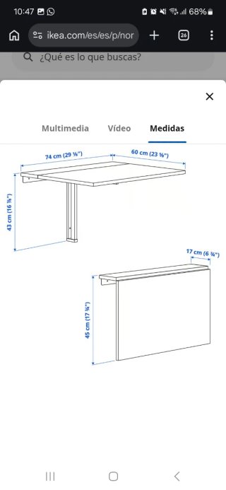 Mesa Plegable Ikea Norberg Blanca