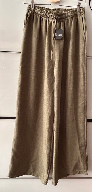 Pantalón lino nuevo talla única verde oliva