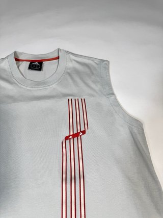 Adidas Vintage Sleeveless T-Shirt Grey Red Stripes