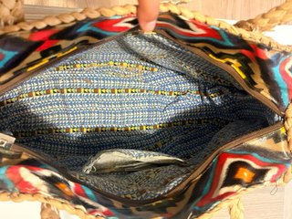 Bolso de mimbre redondo con pez