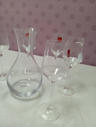 Juego copas y decantador de cristal de bohemia