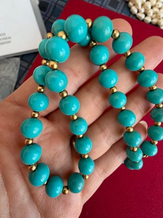 Collana turchese vero vintage oro giallo 18 kt