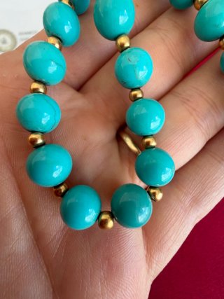 Collana turchese vero vintage oro giallo 18 kt