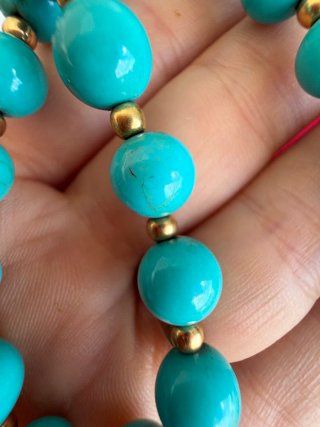Collana turchese vero vintage oro giallo 18 kt