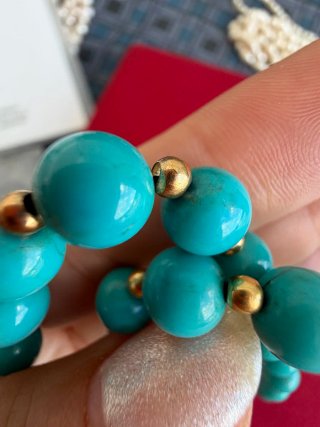 Collana turchese vero vintage oro giallo 18 kt