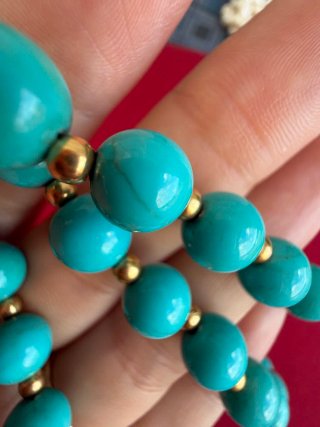 Collana turchese vero vintage oro giallo 18 kt