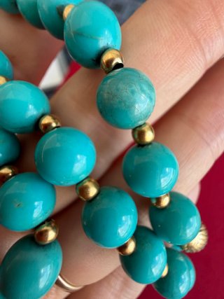 Collana turchese vero vintage oro giallo 18 kt