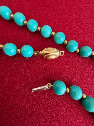 Collana turchese vero vintage oro giallo 18 kt