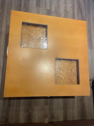 Mesa de centro elevable madera y cristal