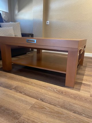 Mesa de centro elevable madera y cristal