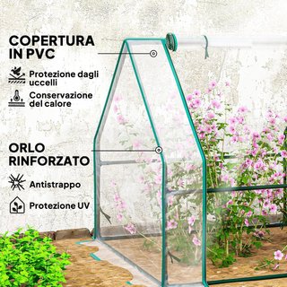 Invernadero de Jardín 360X90X90 Cm Con 4 Puertas Enrollable con Cierre, Invernadero para Huerto Con Estructura de Acero y Cubierta de PVC, para Huerto Verduras Flores Frutas, Transparente