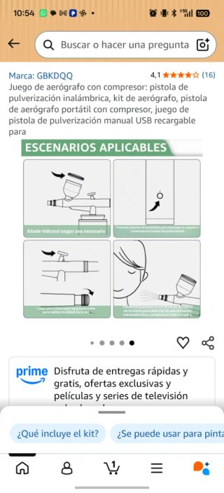 Aerógrafo recargable con esencia