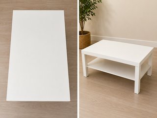 Mesa de centro blanca con estante