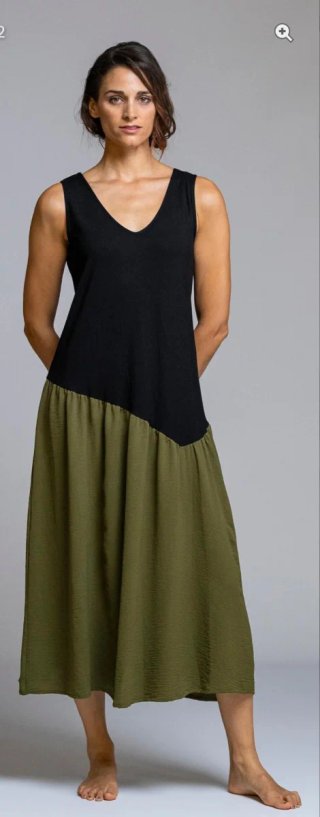Vestido largo Señoretta negro y verde