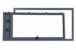 Puerta de aluminio gris