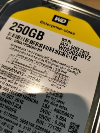 HDD 250GB WD RE 3.5" SATA 7200 RPM