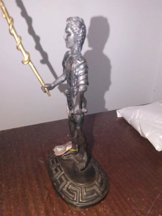 Figura Bronce Dios Asclepio con caduceo