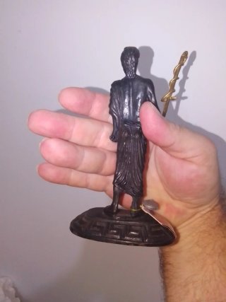 Figura Bronce Dios Asclepio con caduceo