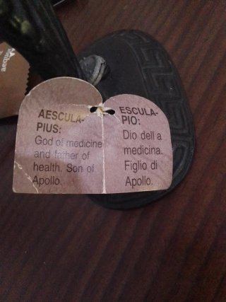 Figura Bronce Dios Asclepio con caduceo
