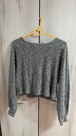 Jersey gris jaspeado manga larga