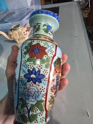 Jarrón oriental vintage porcelana
